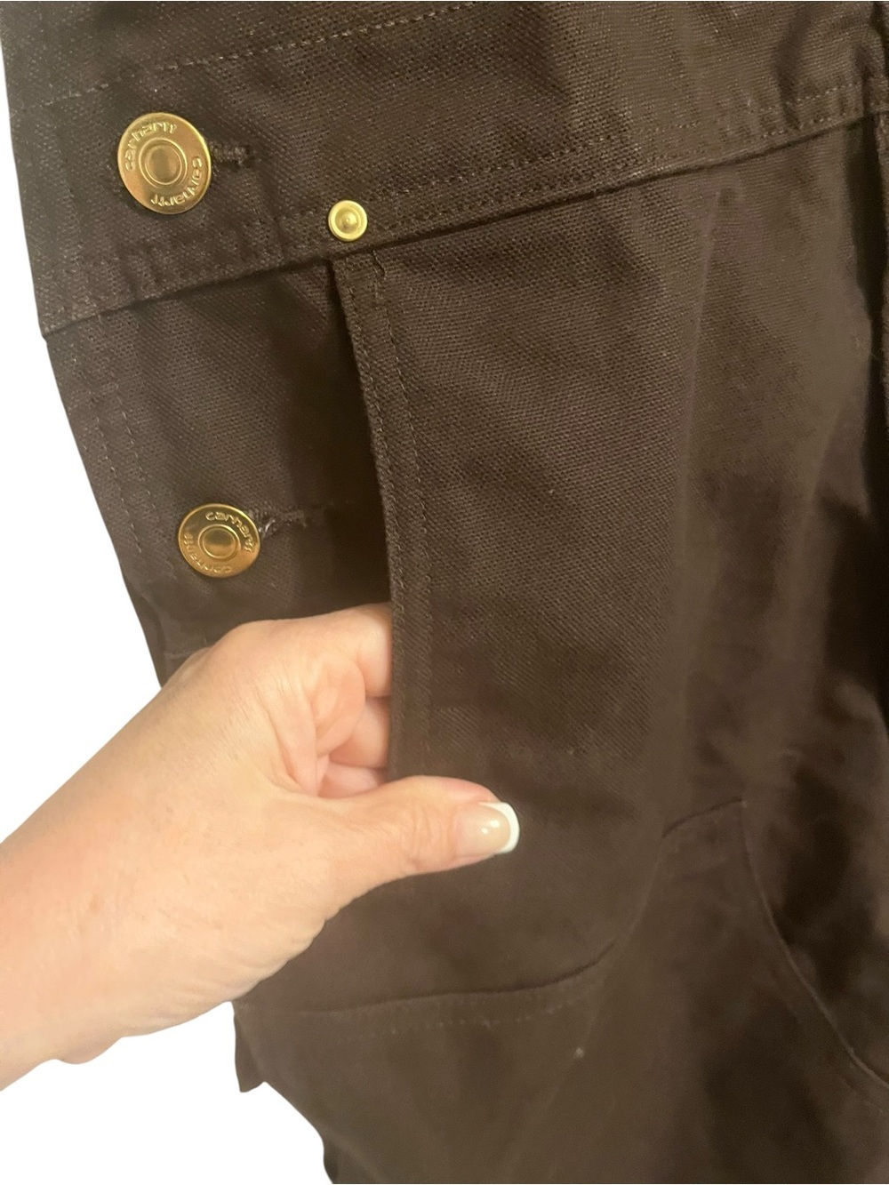 Carhartt Brown Duck Canvas Bib Overalls Relaxed Fit Workwear USA 34x28 - Picture 5 of 6